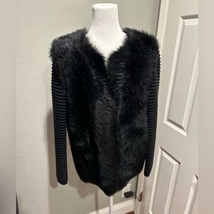 Massimo dutti shearling wool coat in black size L